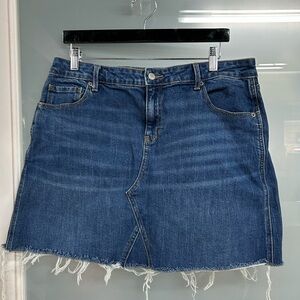 Old Navy Dark Blue Frayed Hem Denim Mini Skirt